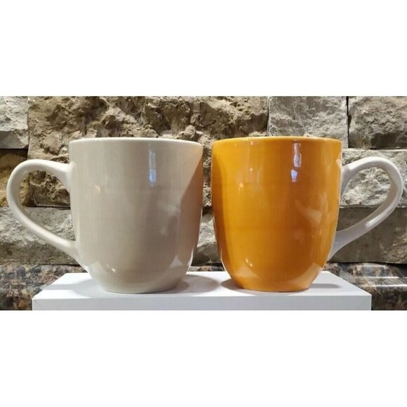 Set Of Two Citrus Grove Hand Painted Ceramic Coffee Mug Tea Cups Coffee Bar - Picture 1 of 6